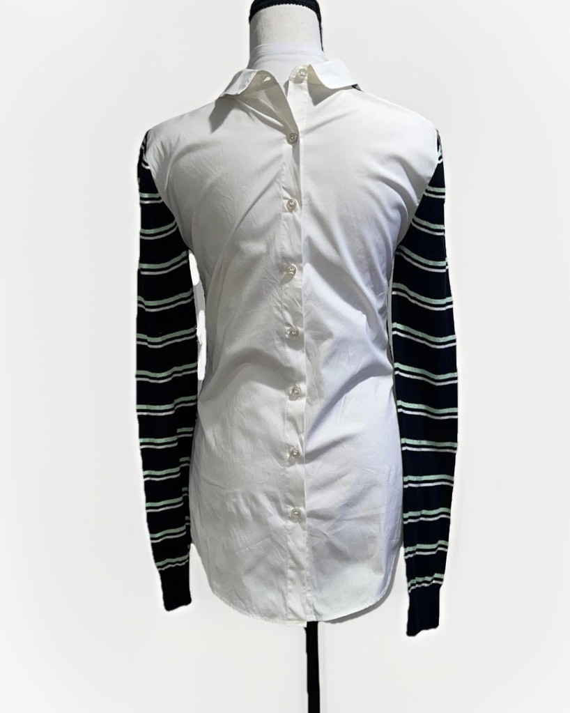 Veronica Beard Collared Button Back Black Stripe … - image 4