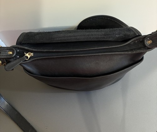 Coach Fletcher 4150 Black Soft Leather Flap Shoulder Crossbody Bag Brass Vintage - Picture 10 of 18