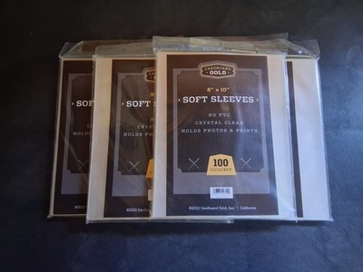 Cardboard Gold 8x10 Photo Sleeves (4) 100 Count Packs (400 sleeves)