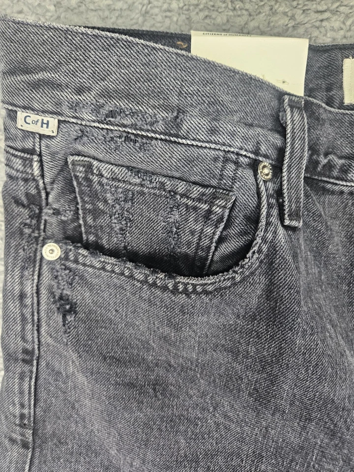 Citizens of Humanity Ambrosio Shorts Womens 27 Black Denim Cutoff Distressed NWT - Image 3 of 4