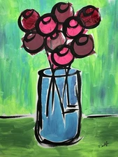 Floral Art Original Abstract Flower Acrylic Painting Modern Pop Art 11x14