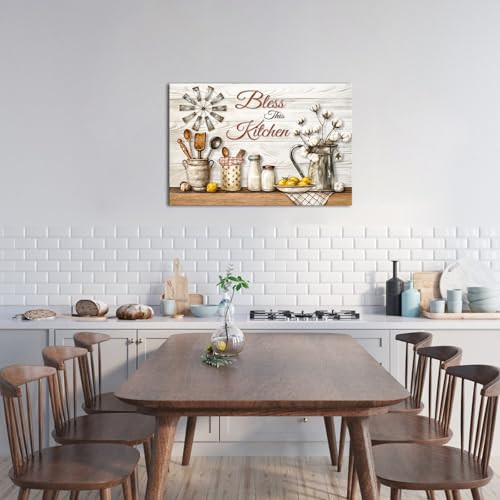 Kitchen Canvas Wall Art Rustic Farmhouse Kitchen Wall Decor Painting Art - Picture 4 of 7