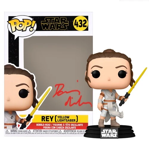 Daisy Ridley Autographed Star Wars Rise of Skywalker Rey Yellow Lightsaber POP