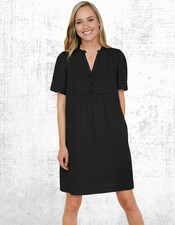 Womens WYSE Cotton Short Sleeve Otti Short Button Up Dress Black RRP £165