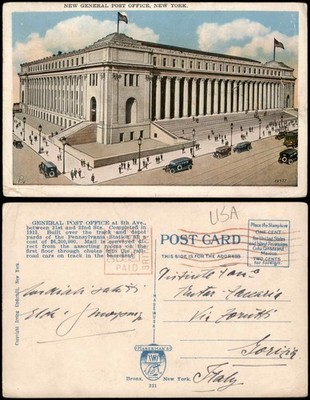 Postcard New York City New General Post Office 1934