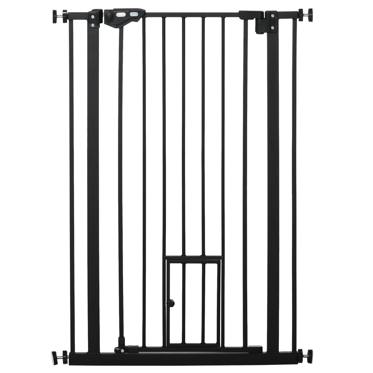 PawHut Extra Tall Dog Gate with Cat Door Auto Close for Stairs 74-101 cm Wide