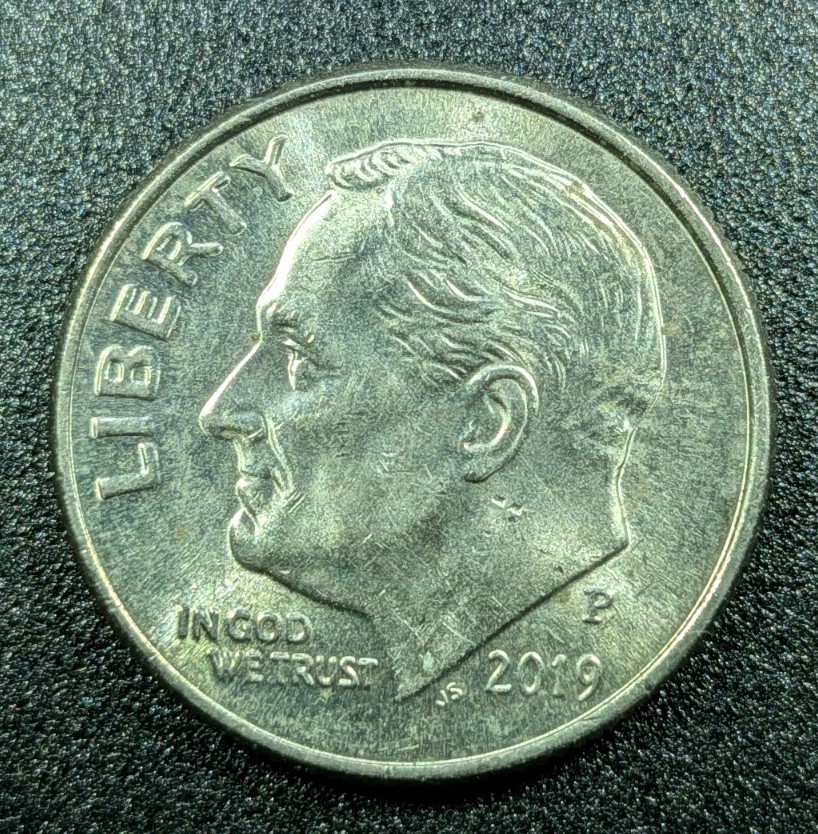 2019-P Roosevelt Dime MULTI-ERROR Shattered Die Terminal State Rim-To-Rim Crack