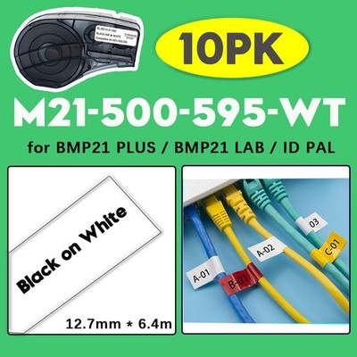 10PK Compatible for Brady BMP21 M21-500-595-WT Label Cartridge White 1/2'' x 21