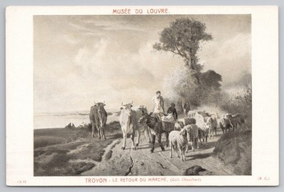 Le Retour du Marché Troyon Artwork Musée du Louvre Paris c1910s Postcard