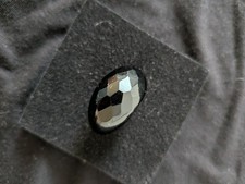 Black Glass/Gemstone Carved Ring Size R Statement Costume Jewellery Gift UK