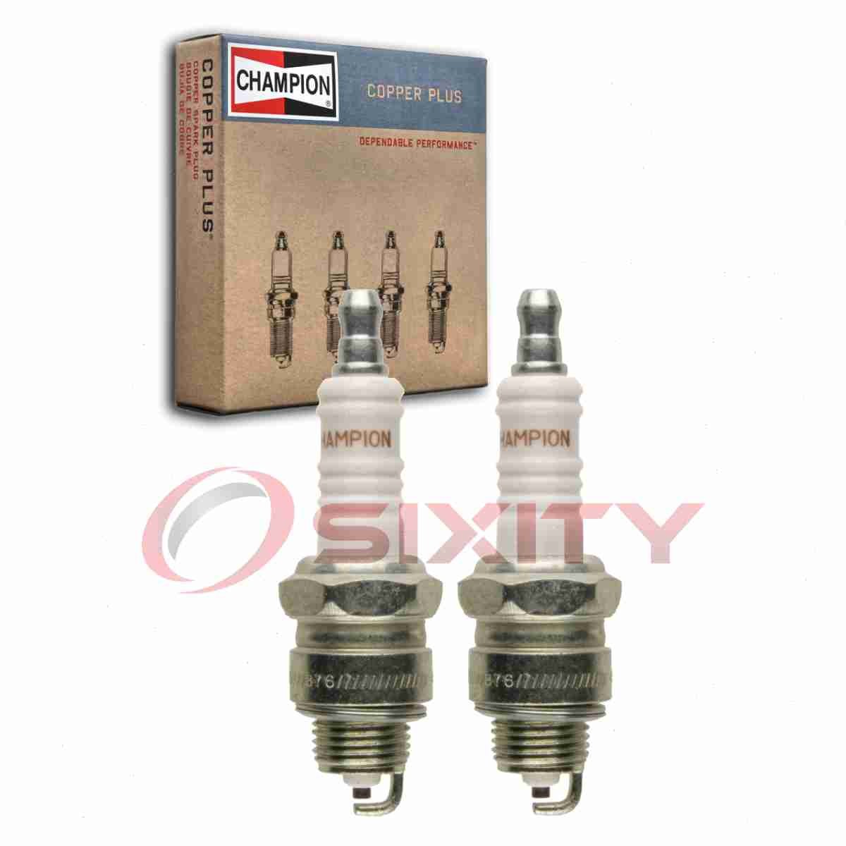 2 pc Champion Copper Plus 63 Spark Plugs for XR5 WR8FC WR8F W8FC W8F W16PU av
