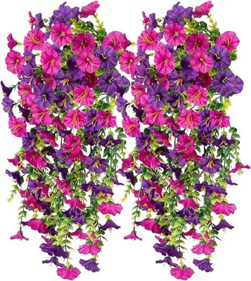 4 Stück Morning Glory Hängepflanze Künstlich 75 cm/29.52 in Plastikblumen