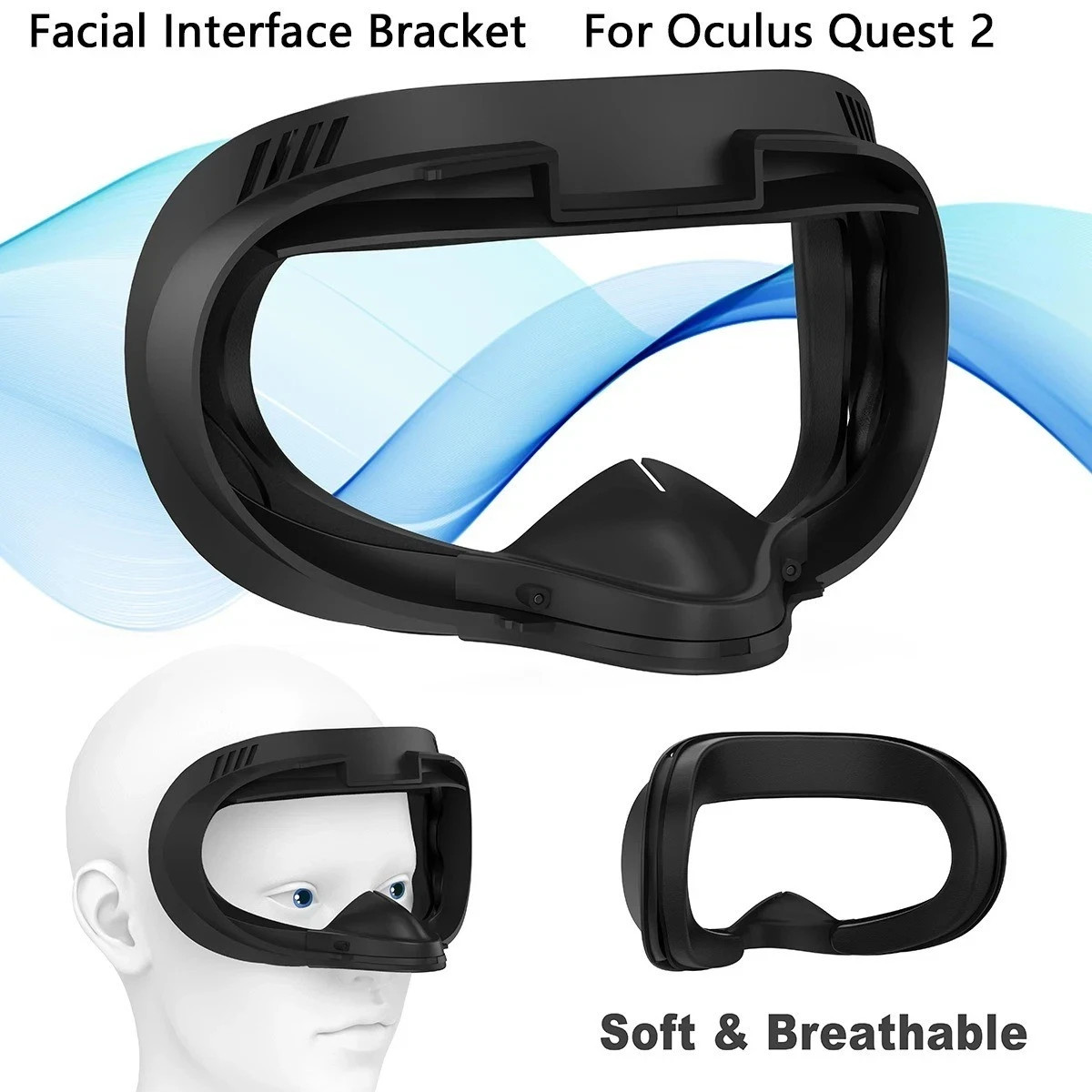 Copertura maschera viso 3 in 1 per Meta Quest 2 interfaccia viso pelle PU pad VR