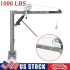 1000lb Pickup Truck Bed Crane Hydraulic Swivel Lifting Hoist Jack w/ Cable Winch