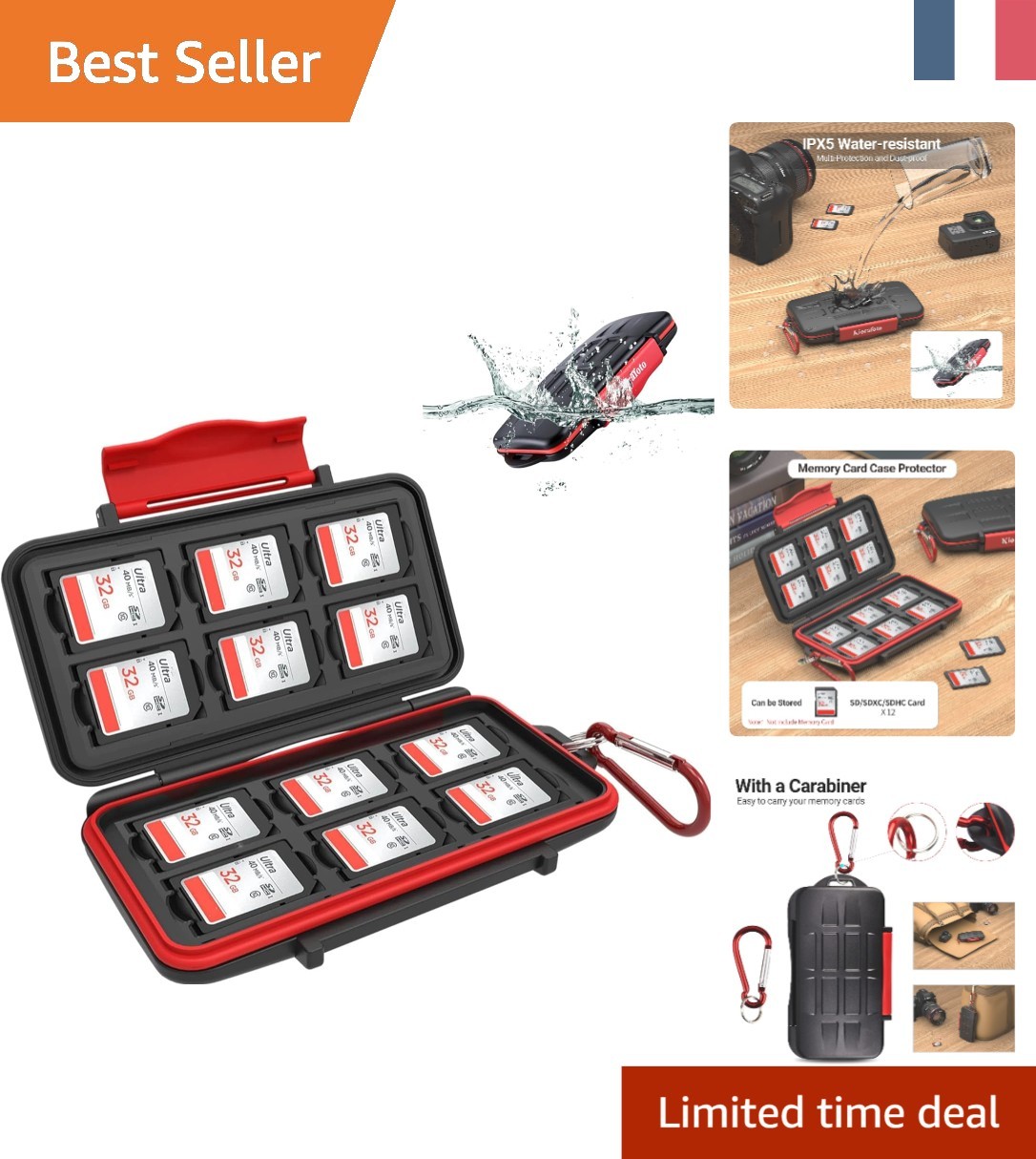 Boîte de stockage 12 cartes SD Kiorafoto boîtier rigide imperméable