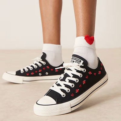 Womens 5.5 Converse Sneakers Chuck Taylor All Star Valentine's Day Black A13651F
