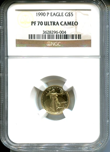 1990-P $5 GOLD EAGLE 1/10 Oz. G$5 NGC PF70 PF-70 PROOF PR70 CAMEO