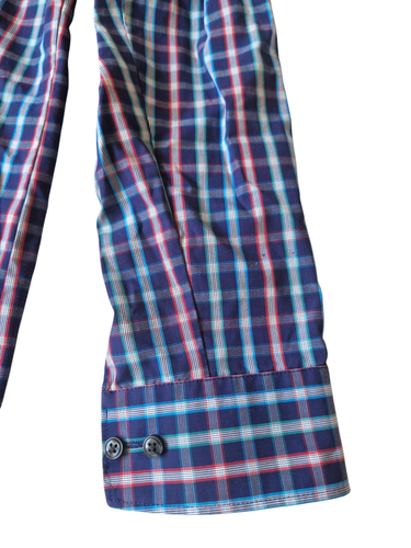 Mens Olymp Luxor slim Fit cotton Shirt 15.5" 39 blue red white check - Picture 5 of 9