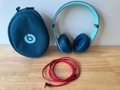 Beats by Dre Solo3 Bluetooth Wireless Headphones Blue w/ Cord