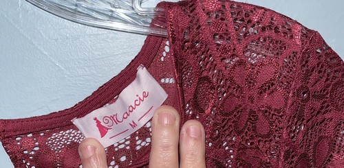 Maace Maternity Maxi Long Dress Wine/Burgundy w Long Lace Sleeves Size Medium - Picture 6 of 11