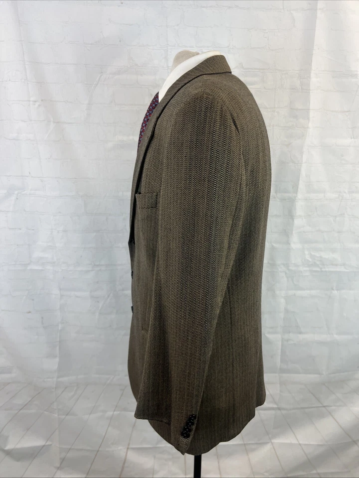 Joseph Abboud Men's Beige Herringbone Blazer Wool 42R $695 - Изображение 4 из 4