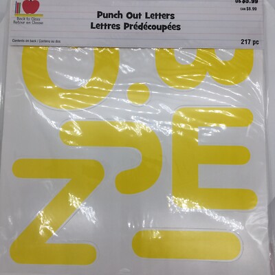NEW Yellow Punch Out Bulletin Board Letters 217 PC 3.5'' Teachers Back to School