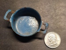 Antique Lt. Blue Enamelware/Graniteware Sauce pot, Child toy
