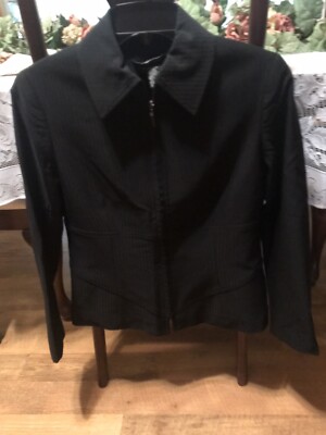Etcetera black long sleeve stretch zip front lined suit jacket coat 6 Chest 36