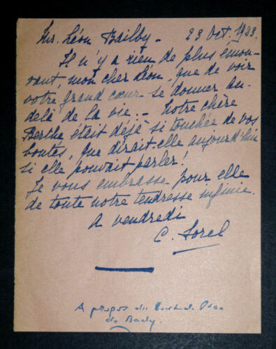 Cecile SOREL, comtesse de Segur - LETTRE AUTOGRAPHE SIGNEE A Léon BAILLY, 1923 - Afbeelding 1 van 3