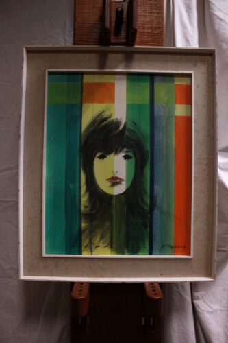 Dipinto acrilico su tela con cornice raffigurante volto di donna painting canvas - Foto 1 di 7