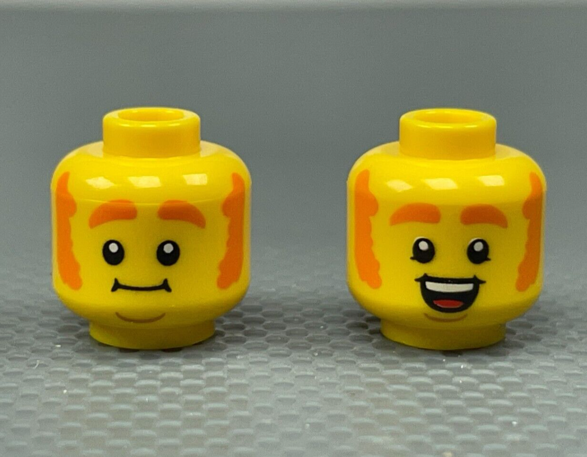 LEGO Yellow Minifigure Head Orange Mutton Chops Eyebrows Chin