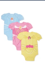 NWT 3 Pack Baby Disney Princess Bodysuits One Piece Romper 3-6 Months