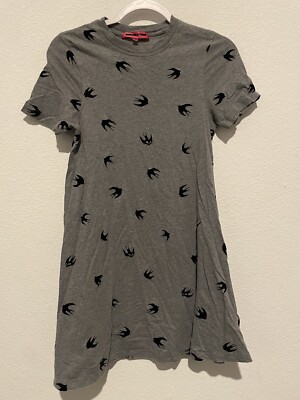 alexander mcqueen t shirt dress McQ Alexander McQueen Black Swallow Signature T-Shirt Dress McQ Alexander  McQueen