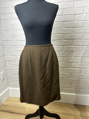 Jones New York Size 12 Pencil Skirt Brown 100% Wool Lined