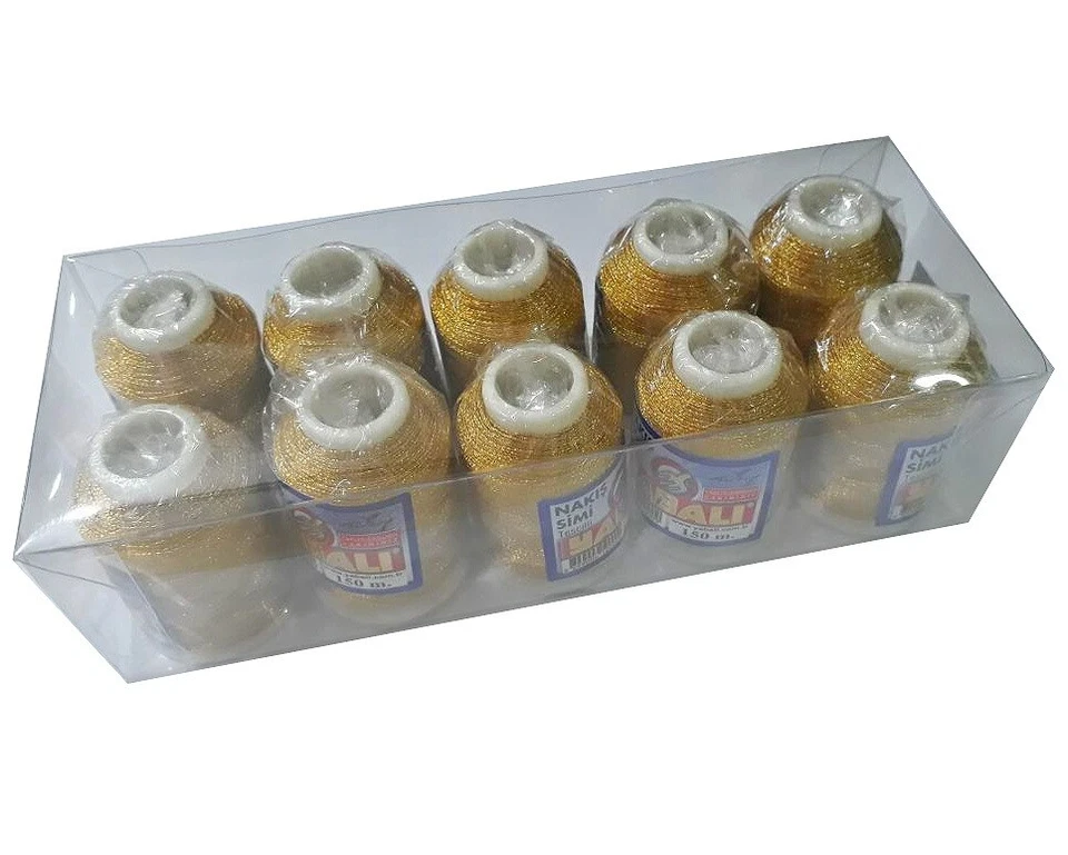 Polyester Häkel Garn Metallic Fäden 150M Gold Glitzer Pulver YABALI Nähgarne  - Bild 3 von 4