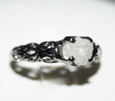 1.20 ct Natural Gray White Uncut Diamond Raw Rough Diamond Silver wedding ring