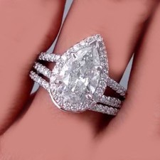 GIA Certified 5.50 Carat Pear Cut 18k Gold Diamond Engagement Ring
