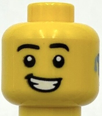 Lego New Yellow Minifigure Head Smile White Teeth Hearing Aid