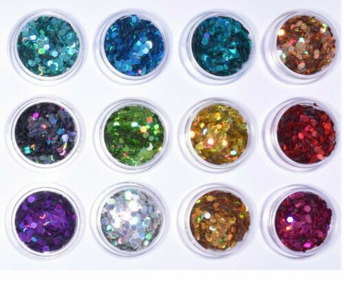 EBANKU Holographische Nagel-Pailletten – 24 Bunte Glitzer-Flocken Für Nail Art, Gesicht & DIY | Inkl. Stern, Herz, Blume