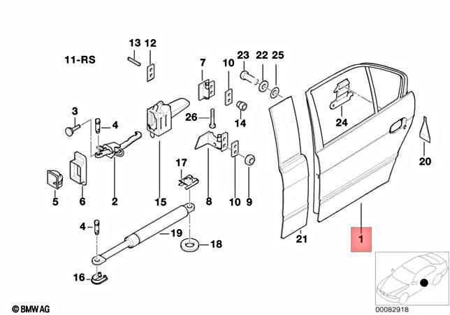 BMW E39 Rear Door ASSY 41528266722 Passenger Side for sale online 
