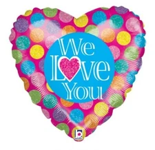 18" Non-packaged We Love You Polka Dot  Heart Shape Holographic Foil Balloon    