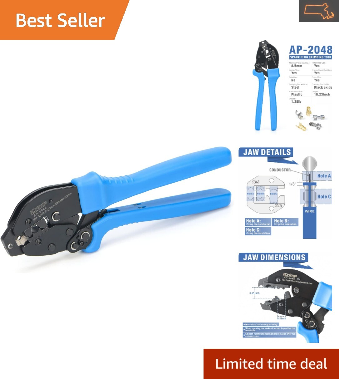 Ignition Wire Crimping Excellence Ratcheting Spark Plug Crimper for 8