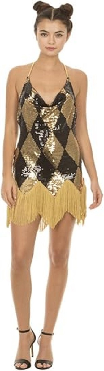 Suicide Squad Harley Quinn Sequin Chemise Costume Dress with Fringe XS Suicide Squad Harley Quinn Sequin Chemise Costume Dress with Fringe XS