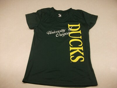 Badger Sport University of Oregon Ducks Ladies Performance  v neck shirt L Green
