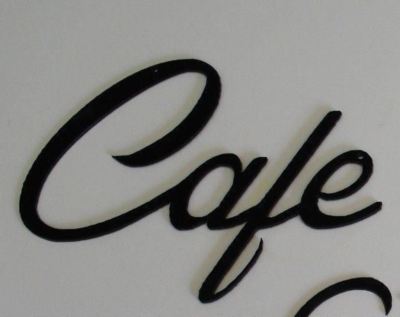 Metal Wall Art Decor  Cafe  Black 6'' wide x 4 1/2'' tall
