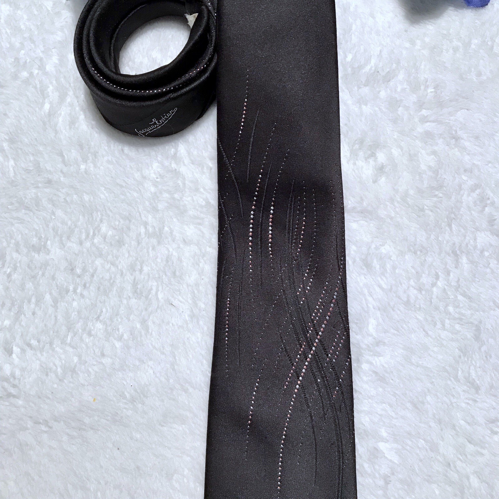 Jacques Estier Black with Multi Color Dotted Tie - image 4