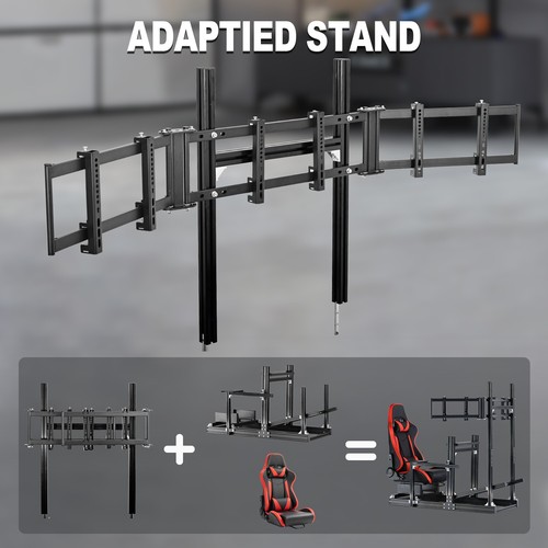Marada Triple Monitor Mount Stand For Aluminum Alloy Racing Simulator Cockpit - Picture 6 of 17