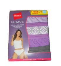 Hanes Ultimate Cotton Comfort Soft Hi-Cut Purple Panties 5 Pairs Size 5/S B224 