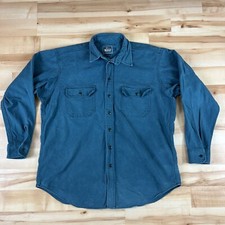 Vtg Woolrich Flannel Shirt Men XL Green Heavy Cotton Made in USA 60s 70s