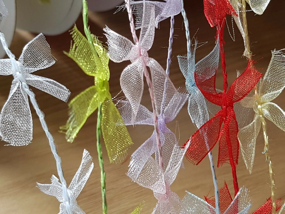  Vintage Wired Sheer SHIMMERY BOW GARLAND RIBBON TRIMMING 1 M  Hair/Craft/Bridal - Image 3 of 4